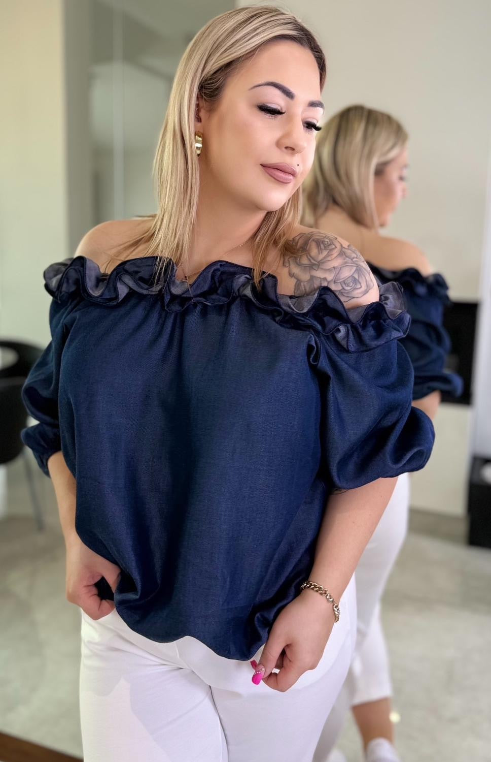 Bluzka Hiszpanka Denim – MAT (klasyczna)