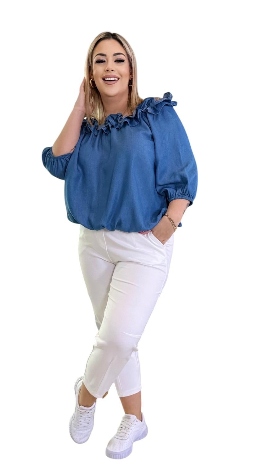Bluzka Hiszpanka Denim – MAT (klasyczna)