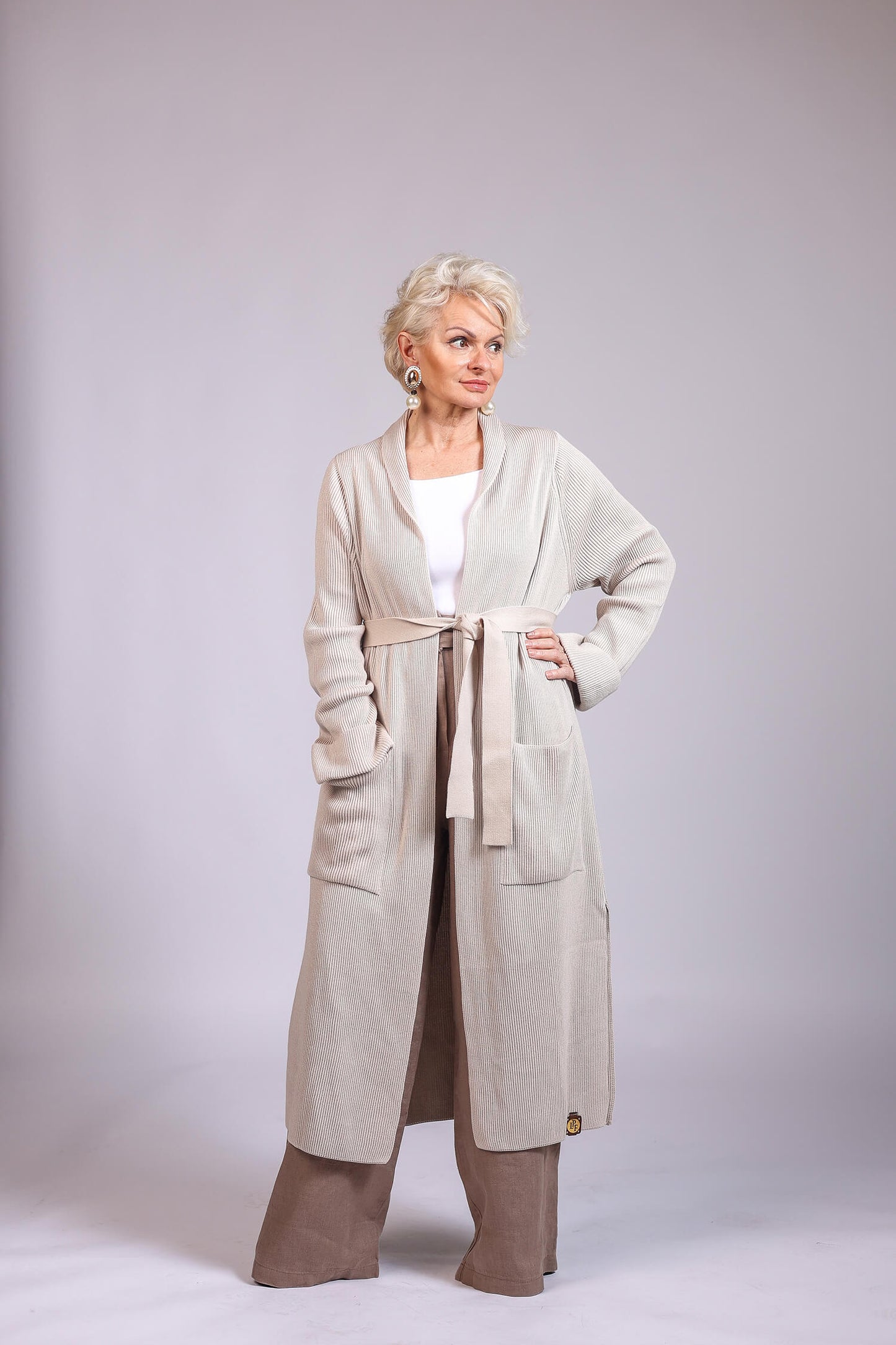 Długi kardigan z dwoma kieszeniami Hanna