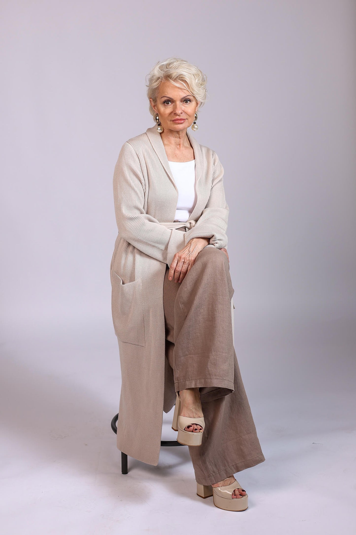 Długi kardigan z dwoma kieszeniami Hanna