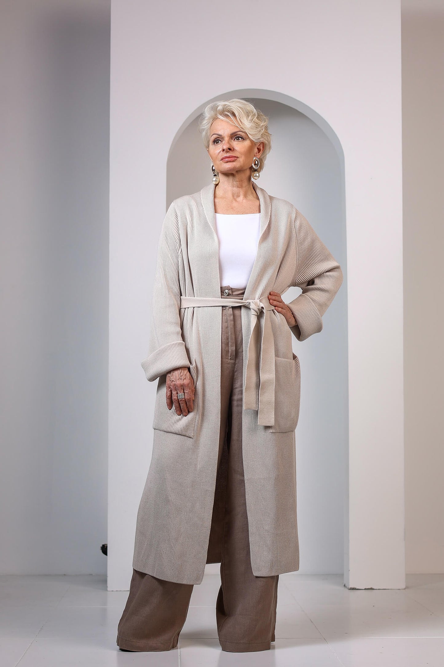 Długi kardigan z dwoma kieszeniami Hanna