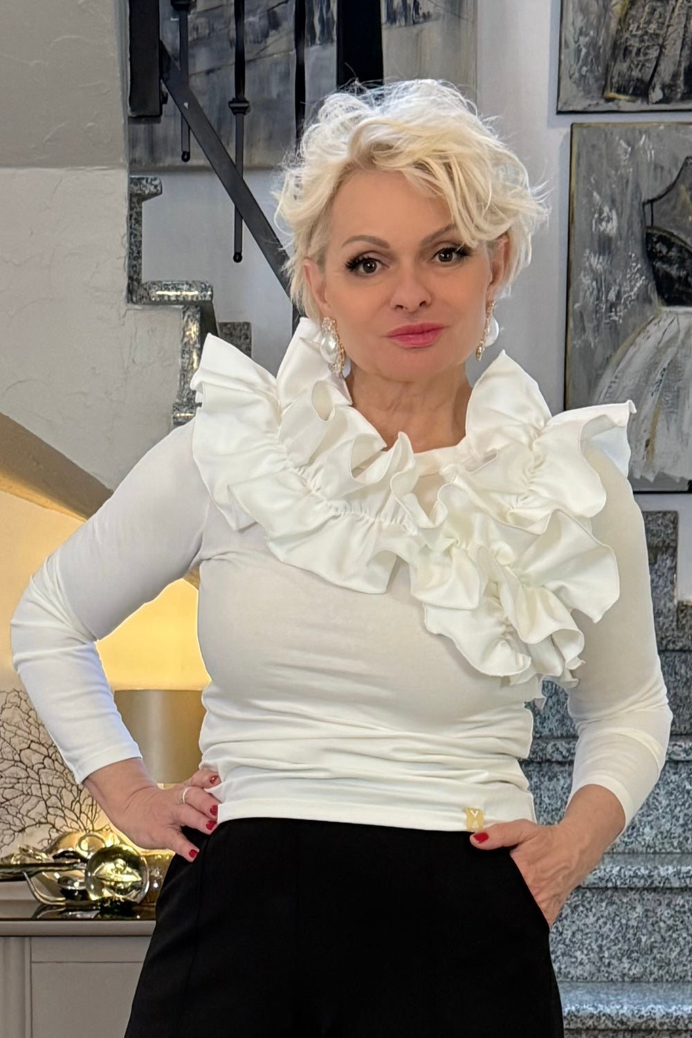 Bluzka z falbankami Belle - Dugi Rękaw