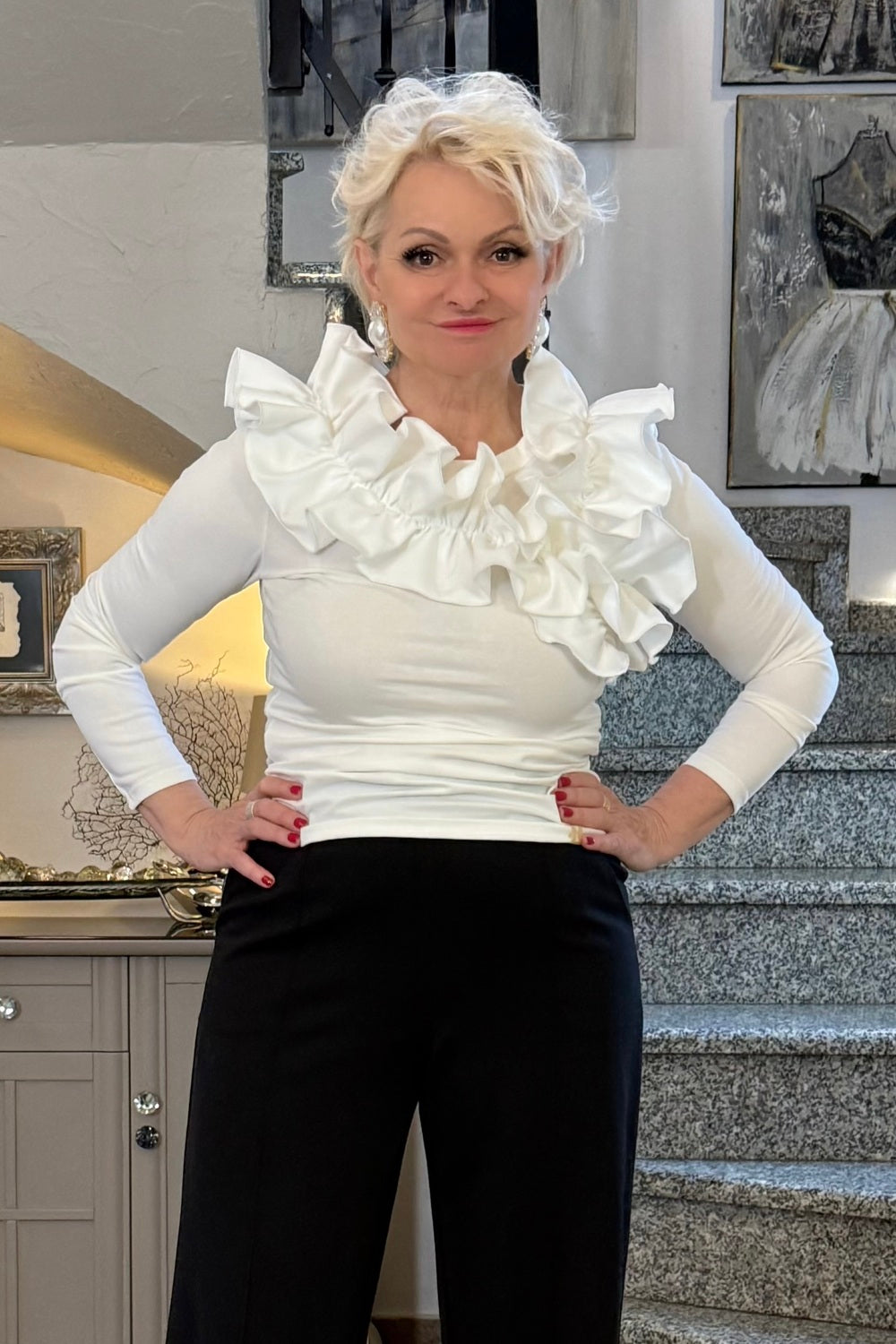Bluzka z falbankami Belle - Dugi Rękaw