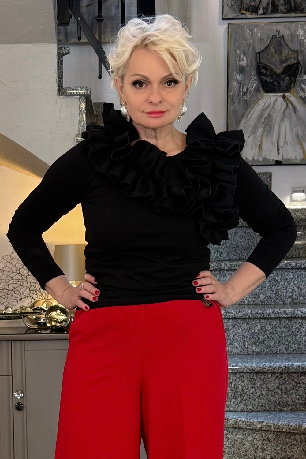 Bluzka z falbankami Belle - Dugi Rękaw