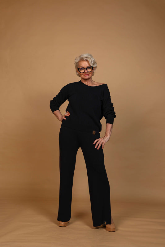 Spodnie ażurowe z rozcięciem po bokach Ażur